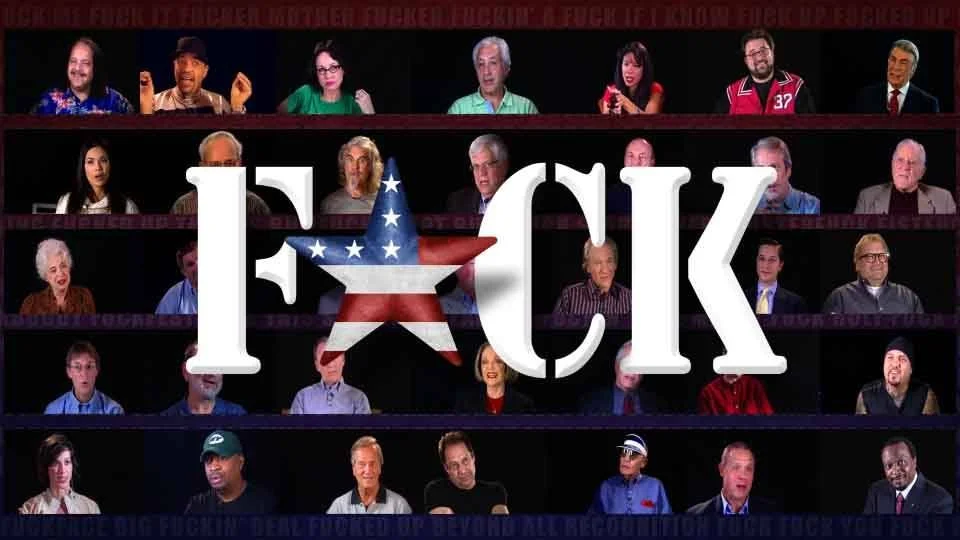 A montage banner celebrating the versatility of the word 'fuck,' styled with a patriotic star in the classic 'America, Fuck Yeah!' spirit.