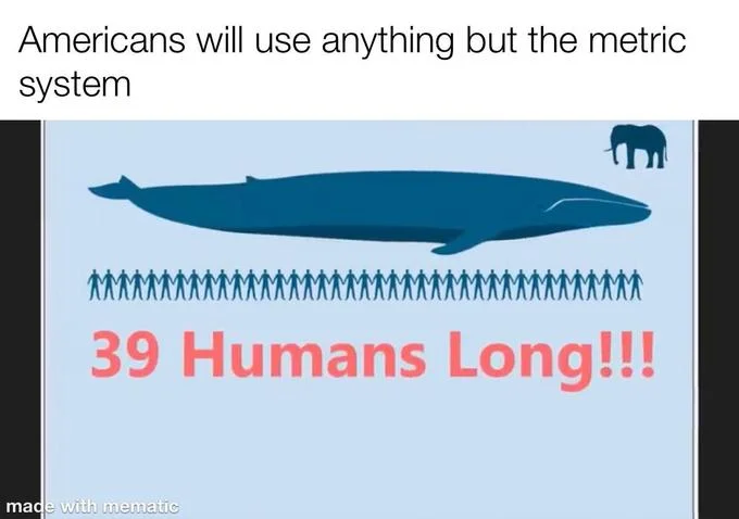 Whale human length.