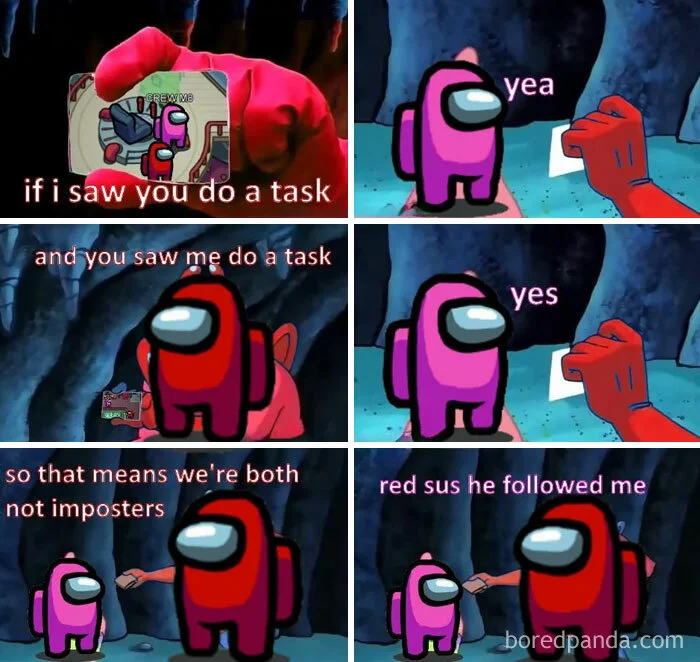 Among Us social deduction gameplay meme.