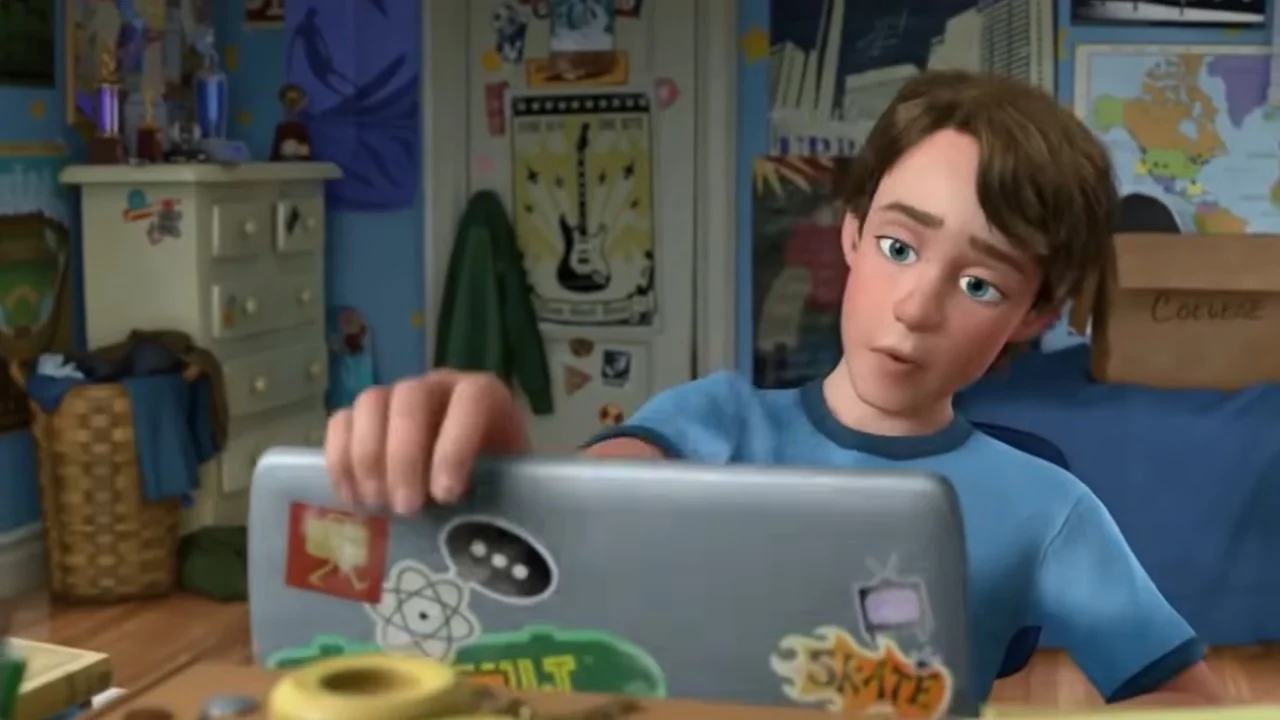 The source shot from Toy Story 3 that became the 'Andy Closing Laptop' reaction meme.