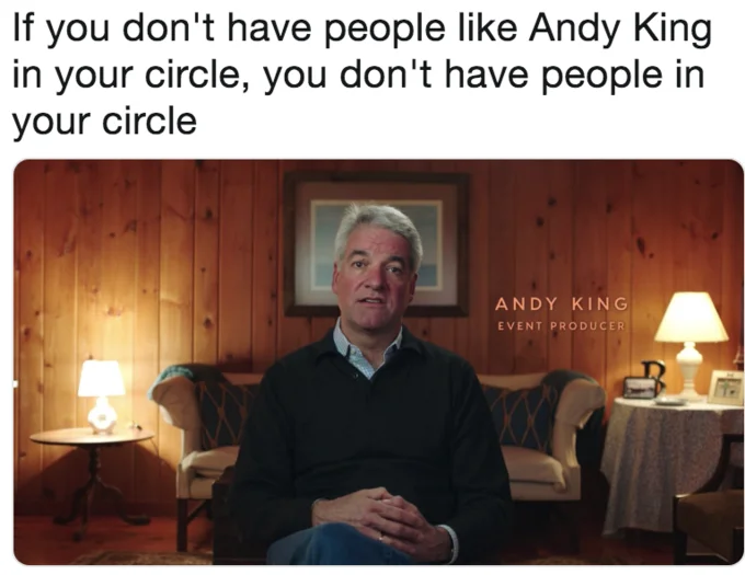 Andy King in the Netflix documentary 'Fyre: The Greatest Party That Never Happened' — the source clip that spawned the meme.