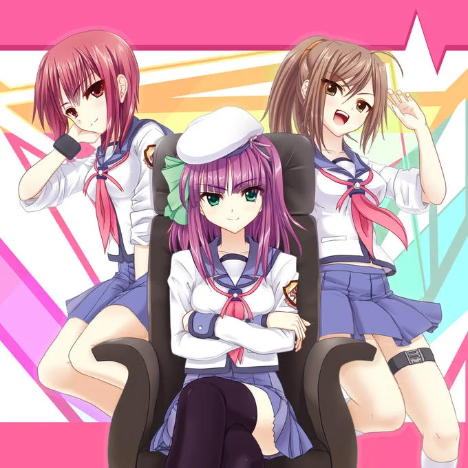 Stylized fan artwork showcasing members of the Afterlife Battlefront in their signature school uniforms.