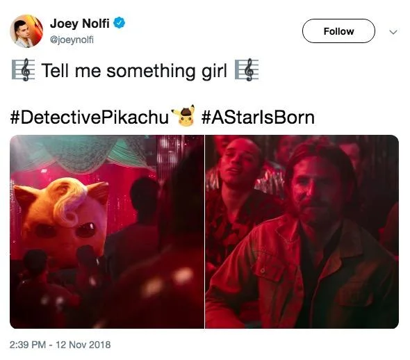 A crossover joke recast Jigglypuff as the star of A Star Is Born opposite Bradley Cooper.