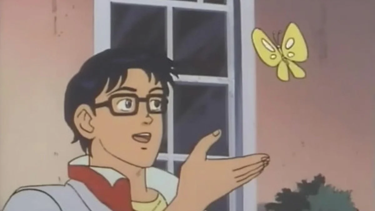 The core anime butterfly meme template.