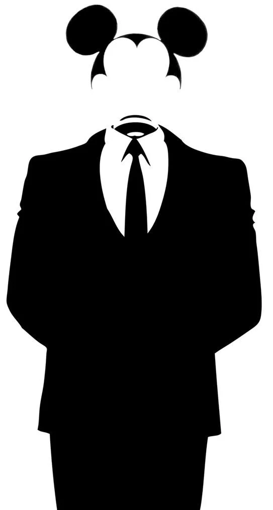 The Anonymouse illustration merging the Anonymous collective's suit imagery with Mickey Mouse ears.
