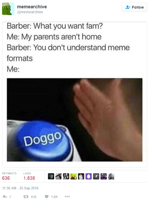 A tweet from @memearchive using the anti-meme approach to satirize the overuse of established meme formats.