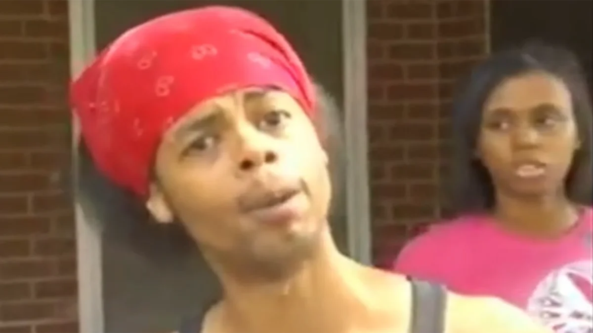 Antoine Dodson during the original WAFF-48 news interview that spawned the 'Bed Intruder' meme.