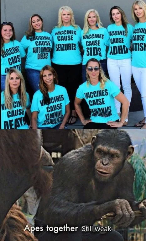 Satirical commentary on anti-vax groups.