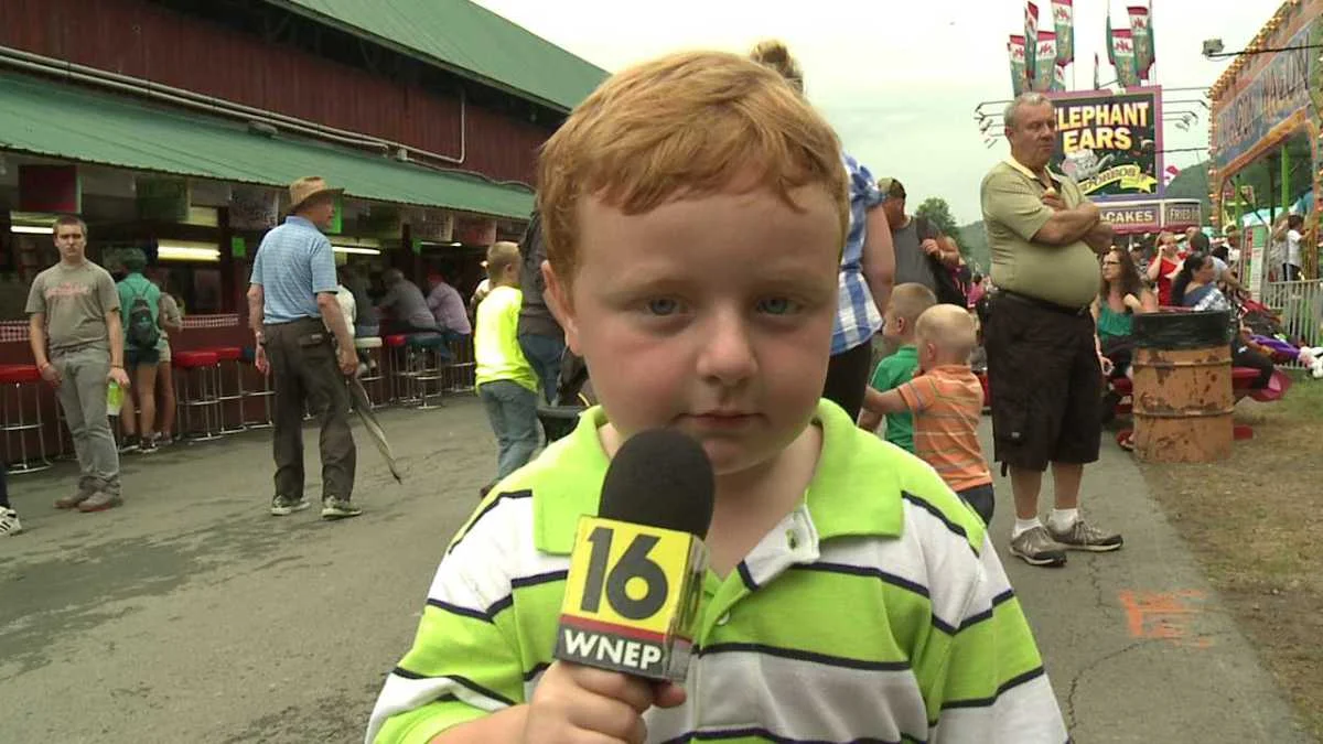 Noah Ritter being interviewed by WNEP News at the Wayne County Fair in 2014, the moment that launched the 'Apparently Kid' meme.