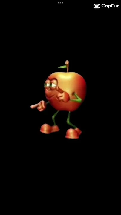 Dancing apple with video editor mark.