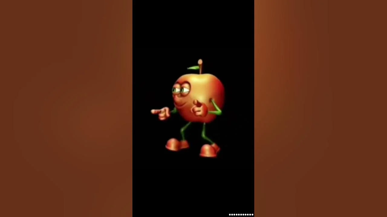 The iconic dancing apple character.