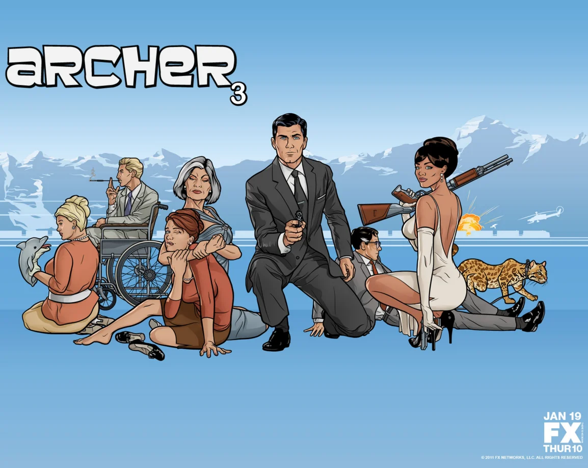 FX promotional artwork for Season 3 of Archer, the animated spy comedy that spawned countless internet catchphrases and reaction images.