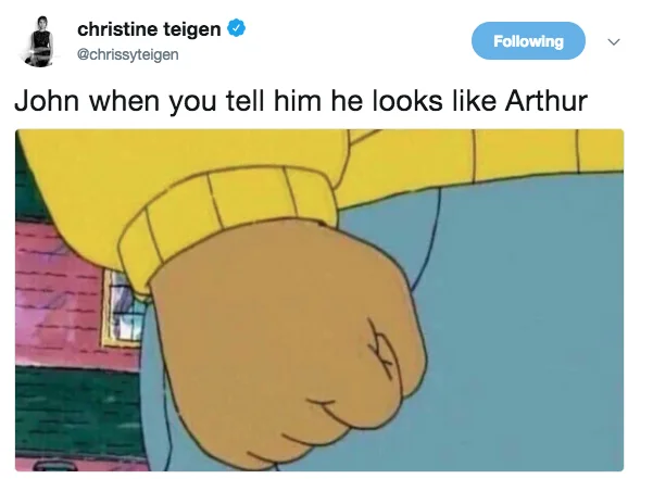 Celebrity husband joke variation.