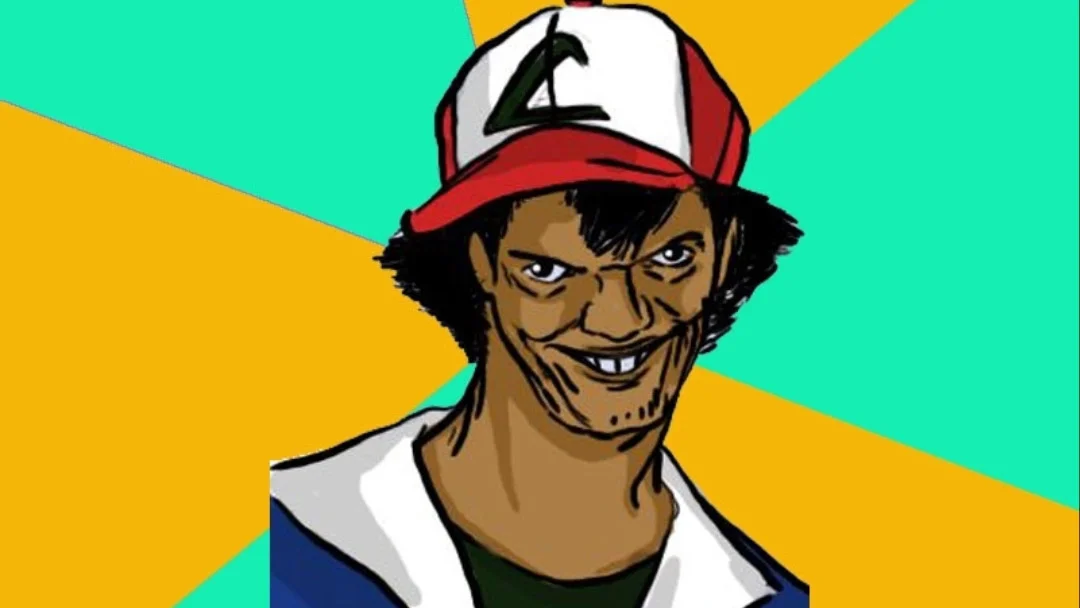 The original Dat Ash / Ash Pedreiro image, a warped rendering of Ash Ketchum that became the base template for the meme.