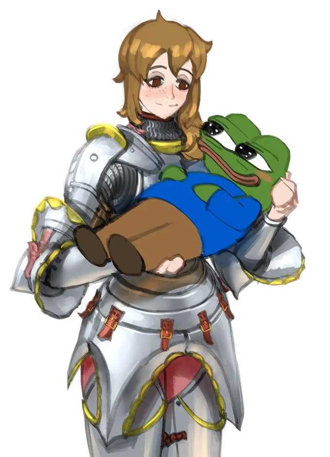 Fan art pairing Aspie-chan with Pepe the Frog, featuring her 'Autism Super Power' shirt — a common motif in the meme's iconography.