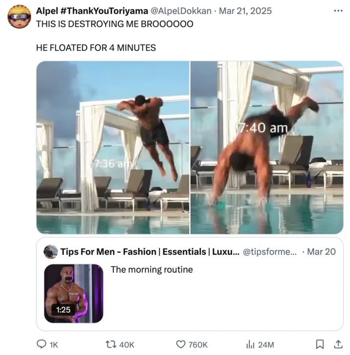 Pool dive parody variation.