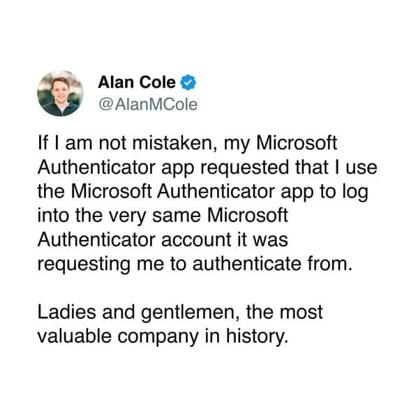 Microsoft Authenticator requires itself for authentication.