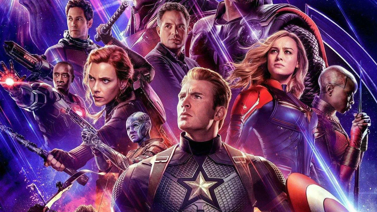 The official theatrical key art for Marvel Studios' Avengers: Endgame (2019), featuring the surviving heroes assembled for the final battle against Thanos.