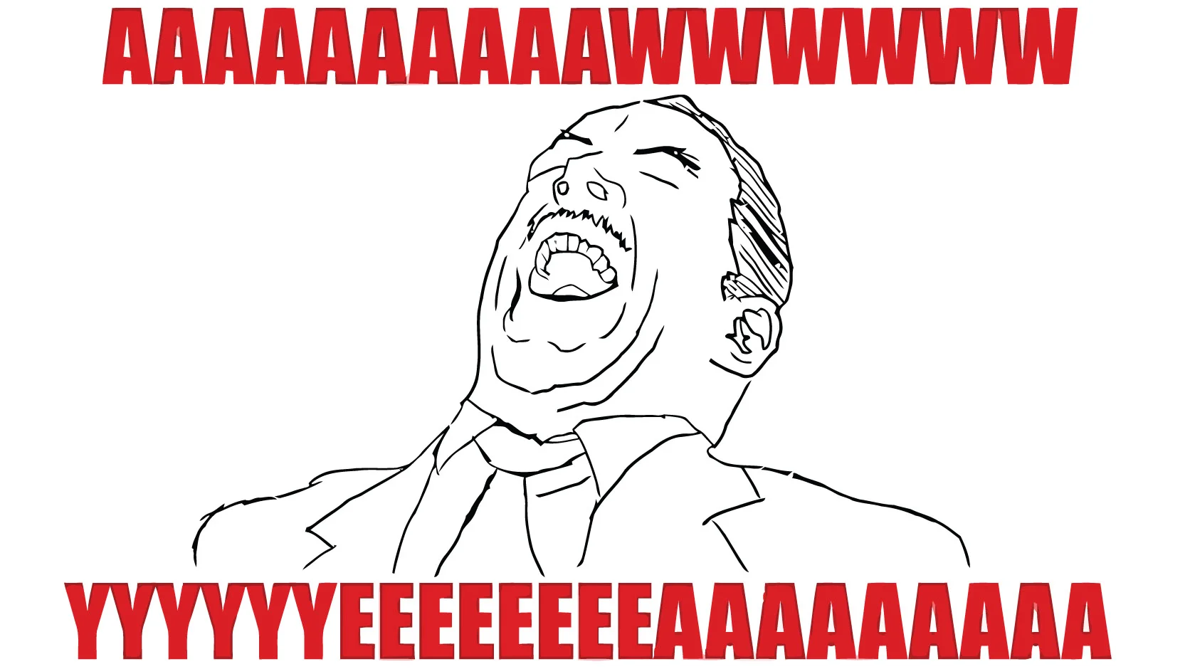The classic 'Aww Yea Guy' rage comic template, depicting a man throwing his head back in pure satisfaction.