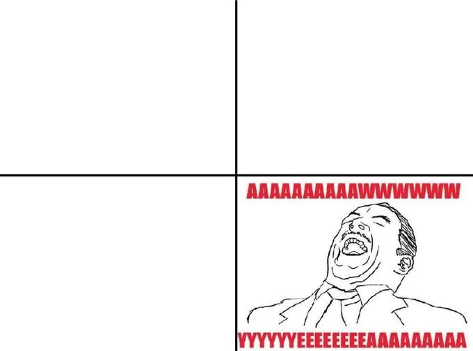 A Starburst-themed rage comic ending with the Aww Yea Guy reacting to finding two pink candies.