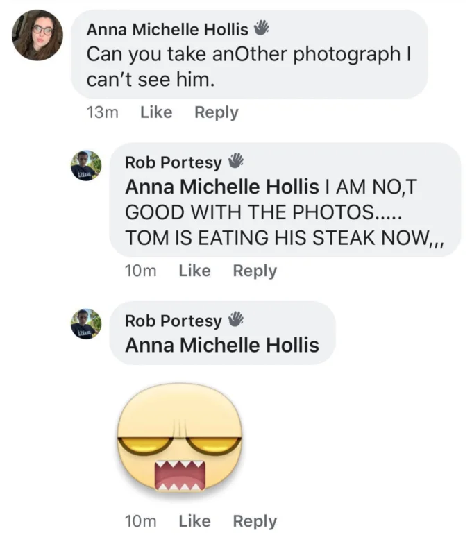 Comment thread from the 'pretend to be boomers' Facebook group, imitating stereotypical boomer typing conventions like ALL CAPS and stray commas.