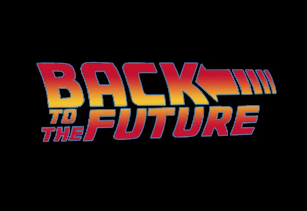 The iconic Back to the Future title logo, instantly recognizable from the 1985 film and its sequels.