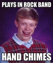 Musical game performance mishap.