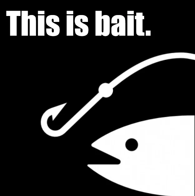The original 'This is bait' image, used to call out intentionally provocative or inflammatory posts online.