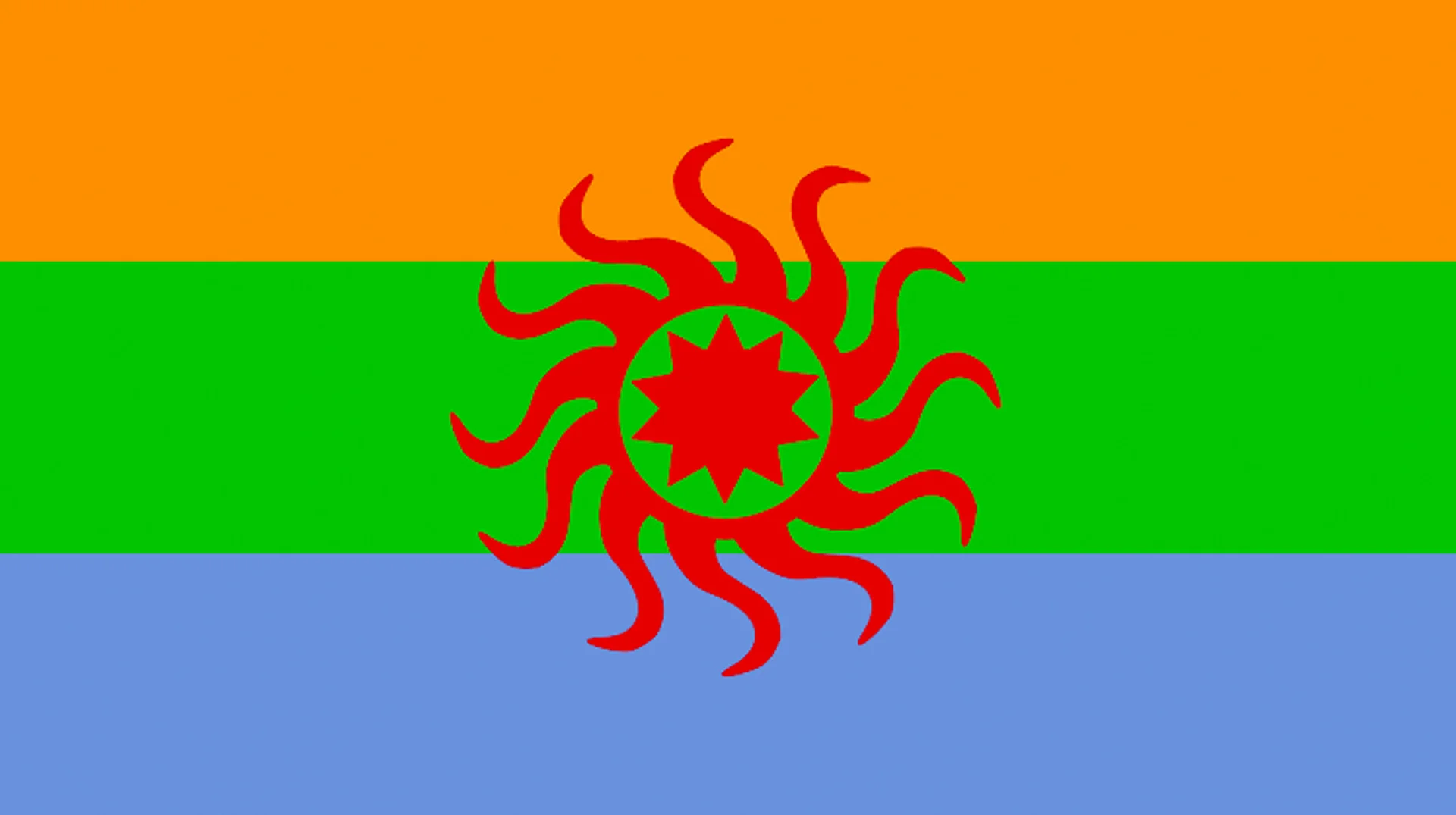 The fictional national flag of Bajookieland, the imaginary country at the heart of the meme.