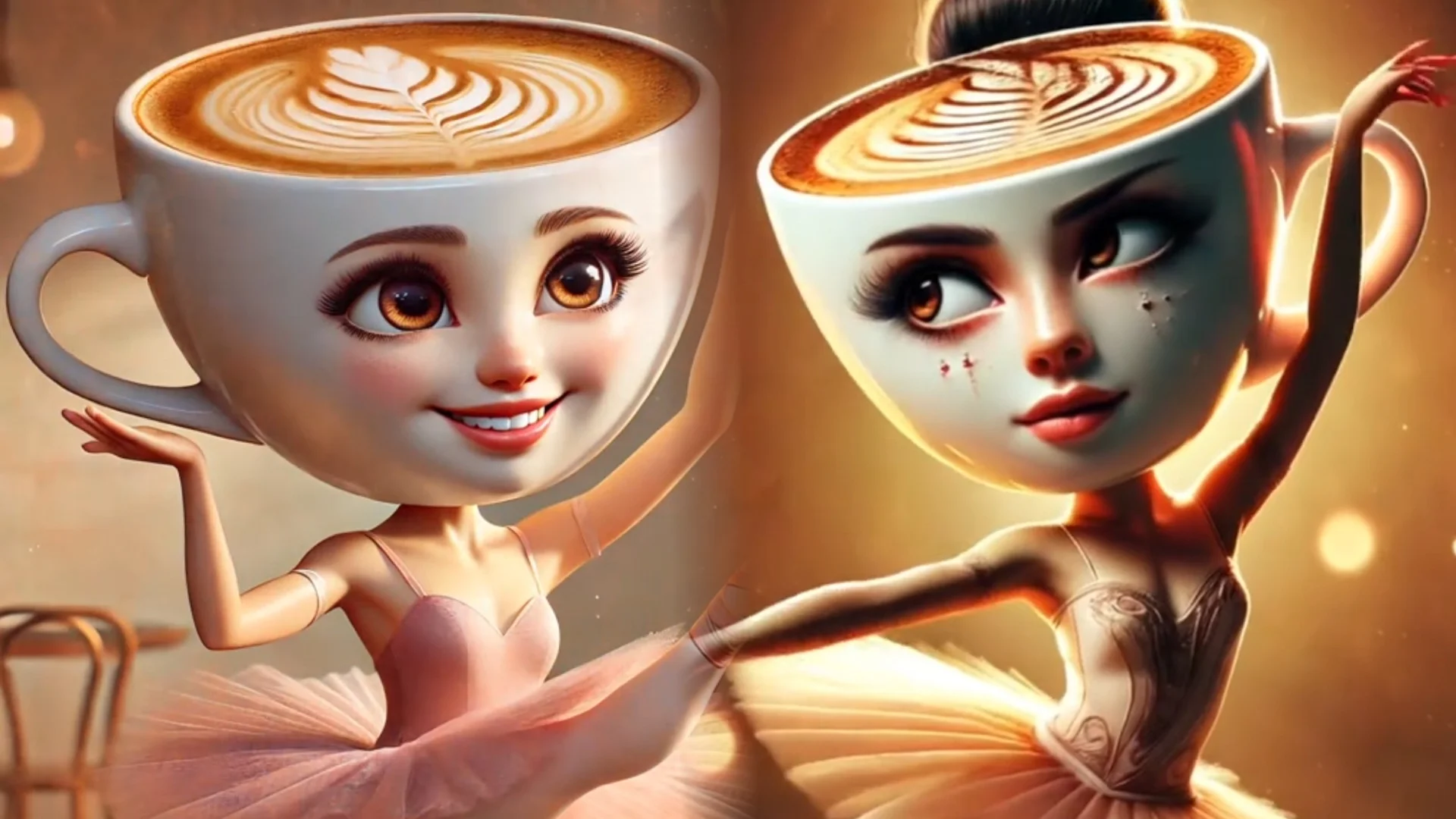 AI-generated artwork depicting the Ballerina Cappuccina character, a cappuccino-headed ballerina from the viral Italian brainrot meme universe.