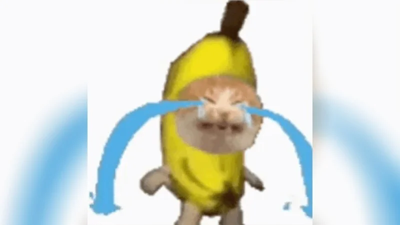 Banana head transformation reaction meme format.