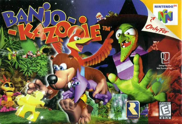 Nintendo 64 box art for the original 1998 Banjo-Kazooie release from Rare.