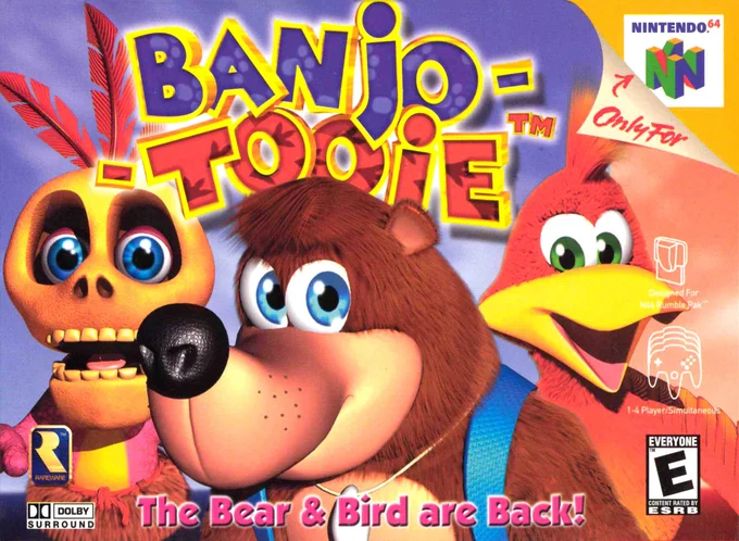 Box art for Banjo-Tooie (2000), the Nintendo 64 sequel in the Banjo-Kazooie series.
