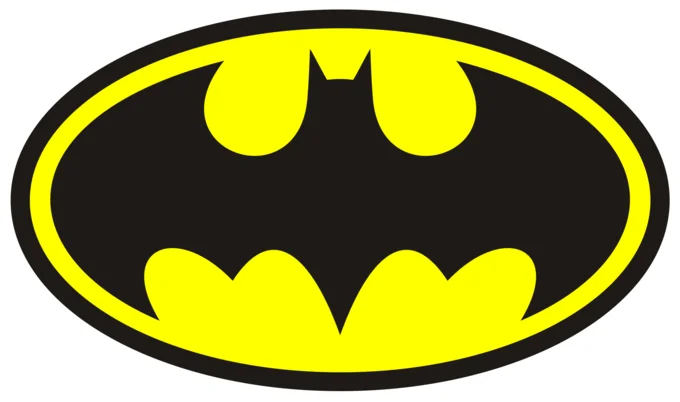 The iconic Batman bat-symbol emblem, one of the most recognized logos in pop culture.