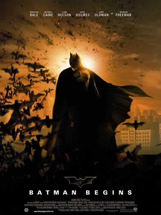 Poster for Christopher Nolan's Batman Begins (2005), starring Christian Bale.