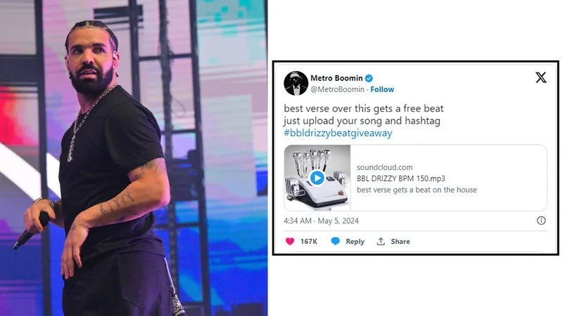 Drake and beat moment composite.