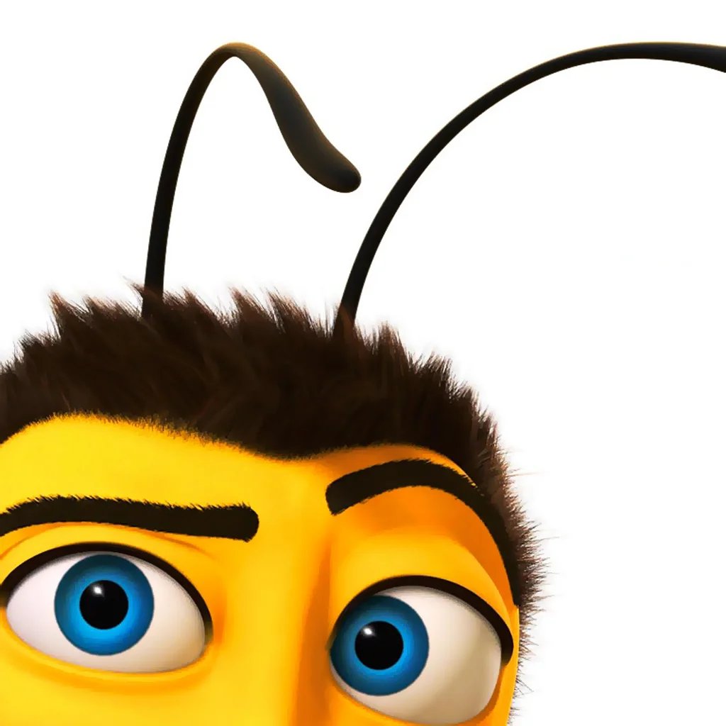 A close-up promotional wallpaper of Barry B. Benson, the protagonist of the 2007 DreamWorks film Bee Movie.