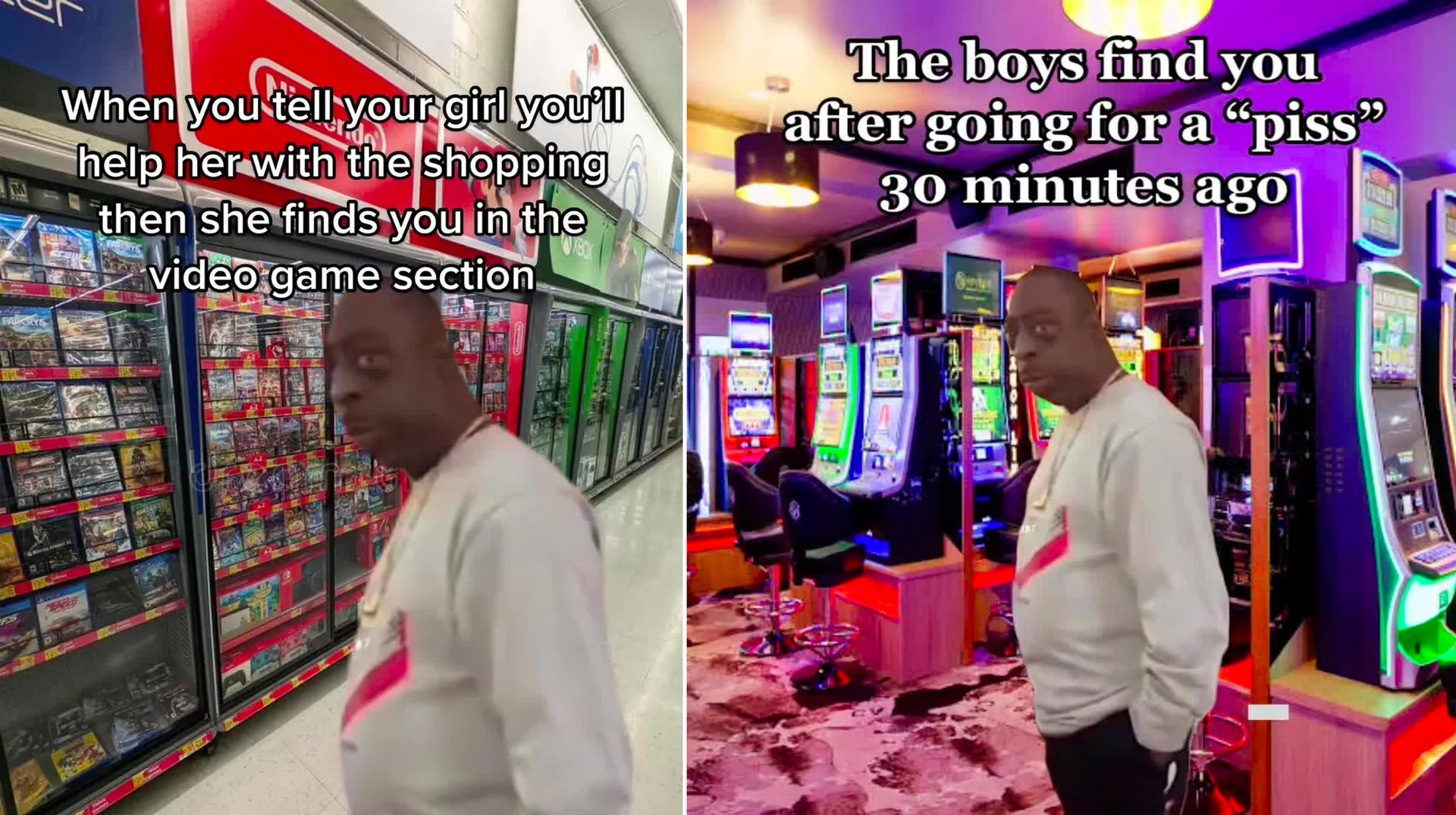 Two viral examples of the 'Beetlejuice What Are You Doing Just Hanging Around' meme format, showing the character being found in unexpected places.