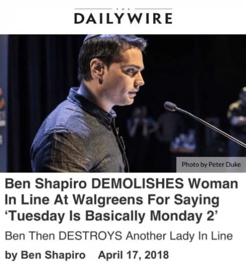 A parody Daily Wire article satirizing the trivial disputes framed as epic 'destructions' in the Ben Shapiro meme genre.