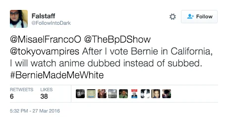 Satire about anime preference changes stereotypically associated with whiteness.
