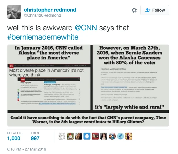 CNN's contradictory coverage exposed by the hashtag.