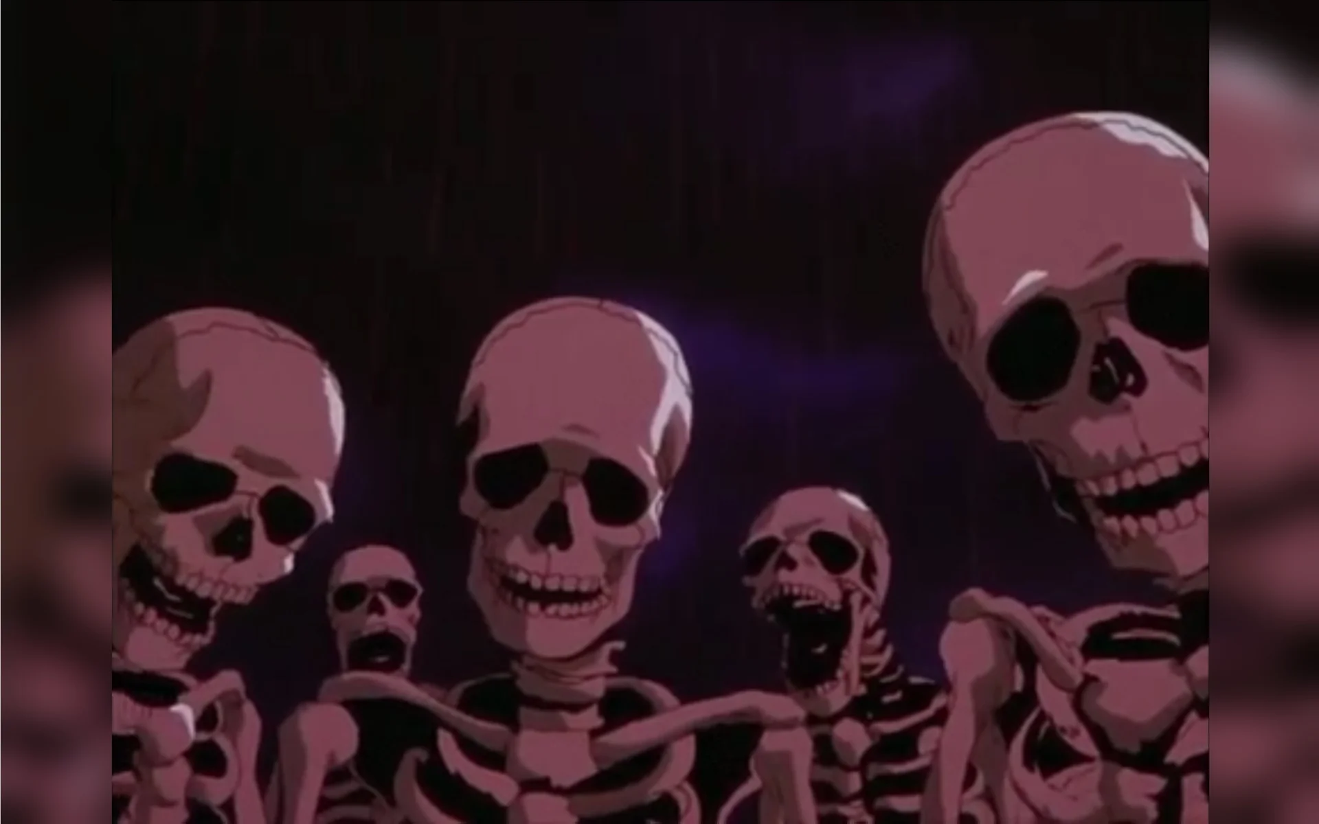 The original scene from the 1997 Berserk anime that became the source image for the Berserk Skeletons meme.