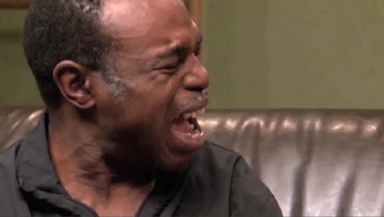 The iconic still frame from the 'Best Cry Ever' clip that launched the meme.