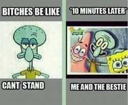 SpongeBob and Squidward meme template for bestie friendship dynamics.