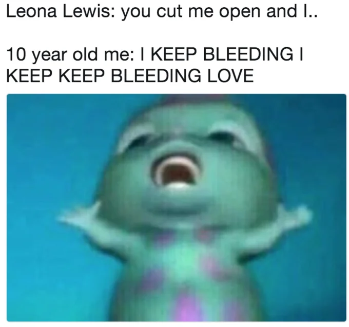 Childhood enthusiasm for Leona Lewis songs.