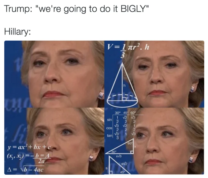 Trump's ambitious declaration contrasted with analytical response imagery.