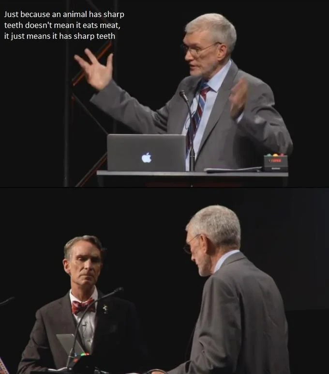 A moment from the widely watched 2014 Bill Nye vs. Ken Ham debate on evolution and creationism.