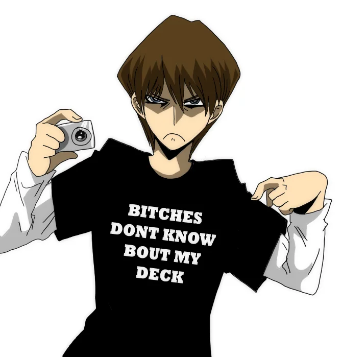 A Yu-Gi-Oh! Abridged Series-inspired variation featuring Seto Kaiba and the phrase 'Bout My Deck.'