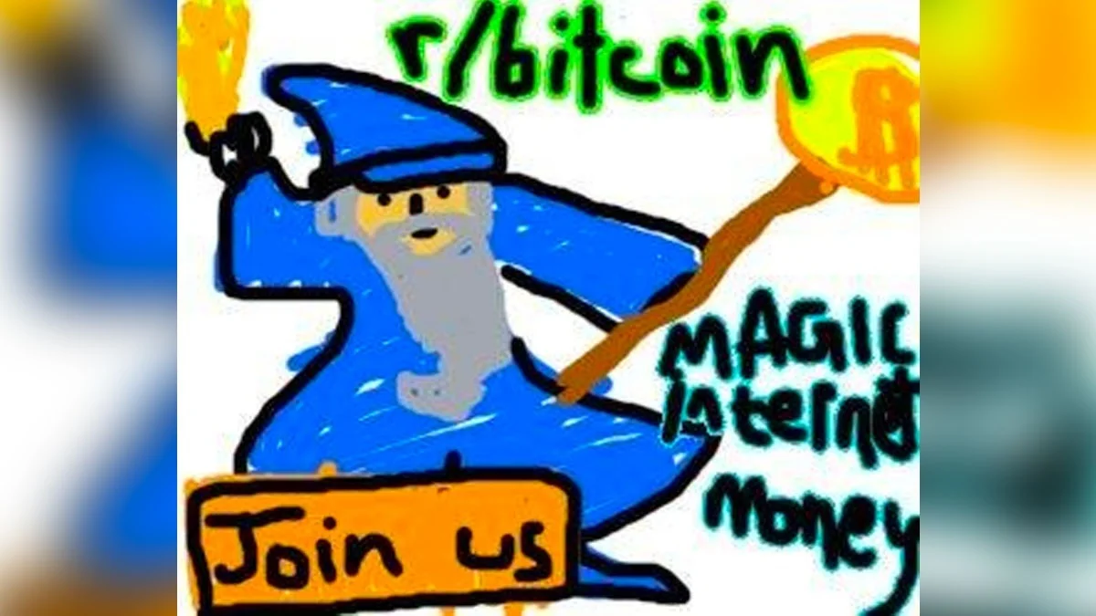 Nostalgic Bitcoin Wizard mascot from the famous subreddit ad.