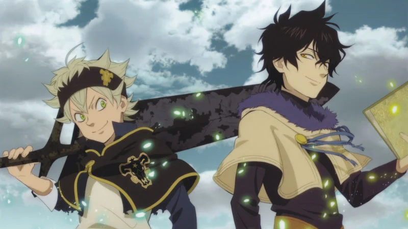 Asta and Yuno, the two protagonists of Black Clover, featured in promotional artwork from the anime adaptation.